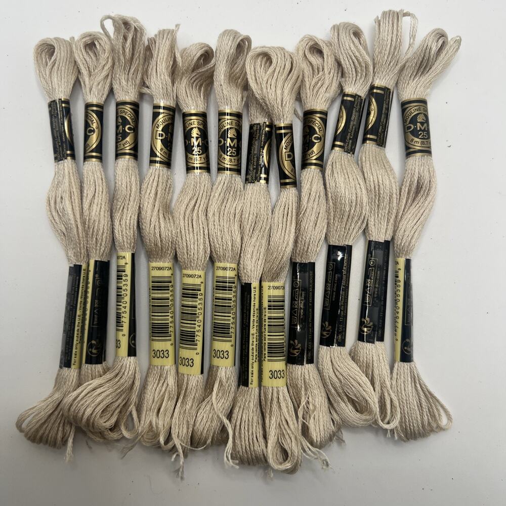 12 PACK - 3033 BEIGE Moline DMC 6-Strand Embroidery Cotton 8.7yd Brand New!